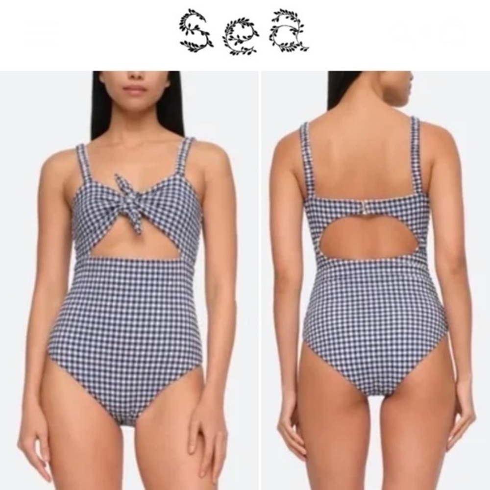 Sea New York Gingham One Piece Swimsuit Checkers in Navy XS NWT